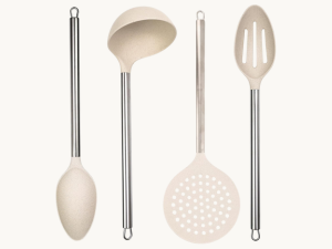 Beille Wheat Straw Skimmer Spoon with Stainless Steel Handle Cooking Baking Kitchen Utensils, 13.5 Inch