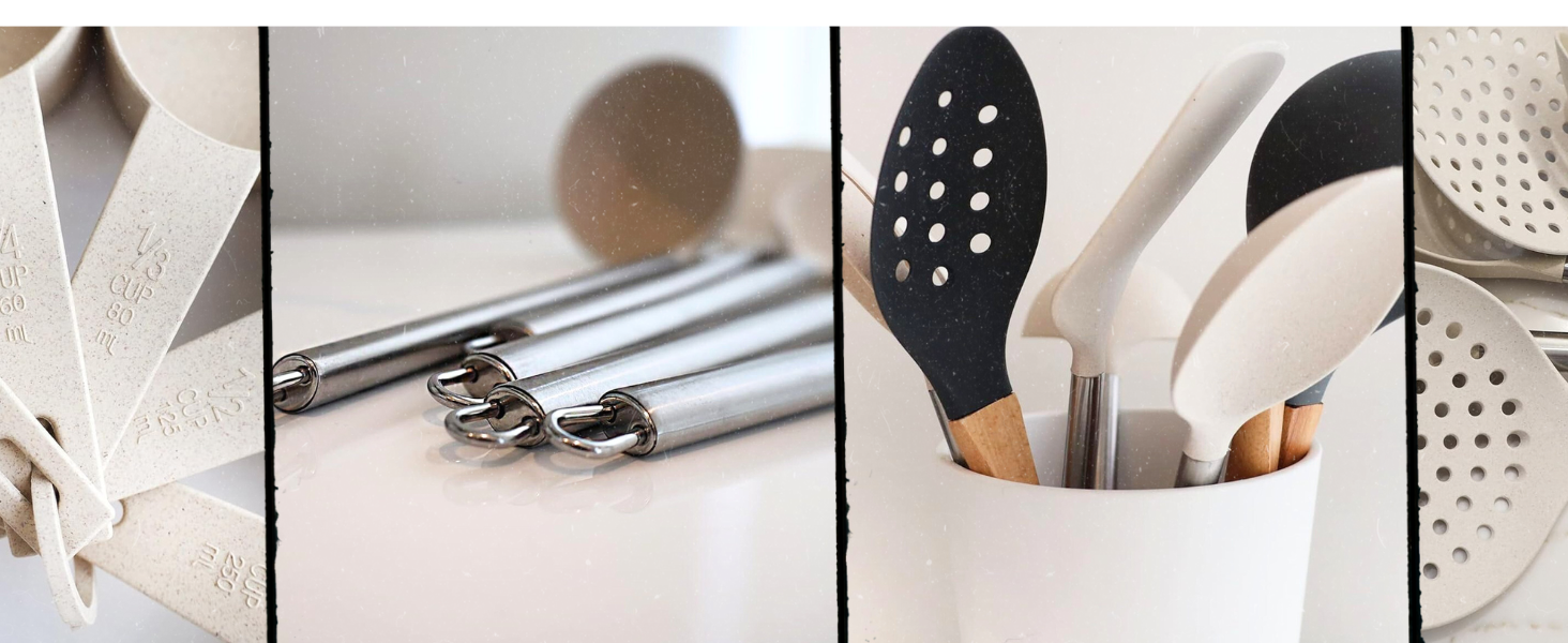 Beille Wheat Straw Skimmer Spoon with Stainless Steel Handle Cooking Baking Kitchen Utensils, 13.5 Inch