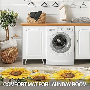 2 Piece Sunflower Kitchen Decor Rugs Set, Farmhouse Country Kitchen Rugs and Mats Non Skid Washable Absorbent Microfiber Kitchen Mats for Floor Mats Accessories Decoration 17