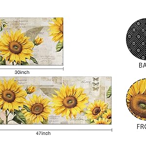 2 Piece Sunflower Kitchen Decor Rugs Set, Farmhouse Country Kitchen Rugs and Mats Non Skid Washable Absorbent Microfiber Kitchen Mats for Floor Mats Accessories Decoration 17