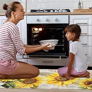 2 Piece Sunflower Kitchen Decor Rugs Set, Farmhouse Country Kitchen Rugs and Mats Non Skid Washable Absorbent Microfiber Kitchen Mats for Floor Mats Accessories Decoration 17