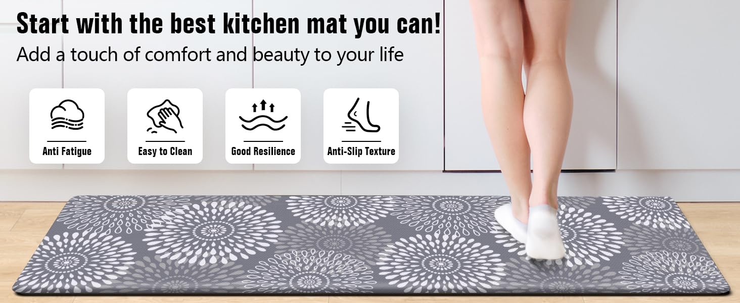LuxStep Kitchen Mats for Floor,Cushioned Rug Anti-Fatigue Mats for Kitchen Decor Accessories,Waterproof Non-Slip Mats and Rugs Set for Office,Floor,Laundry 17.3
