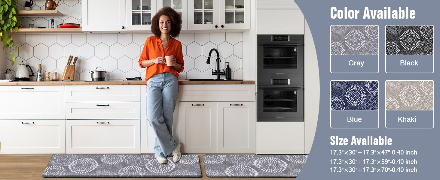 LuxStep Kitchen Mats for Floor,Cushioned Rug Anti-Fatigue Mats for Kitchen Decor Accessories,Waterproof Non-Slip Mats and Rugs Set for Office,Floor,Laundry 17.3