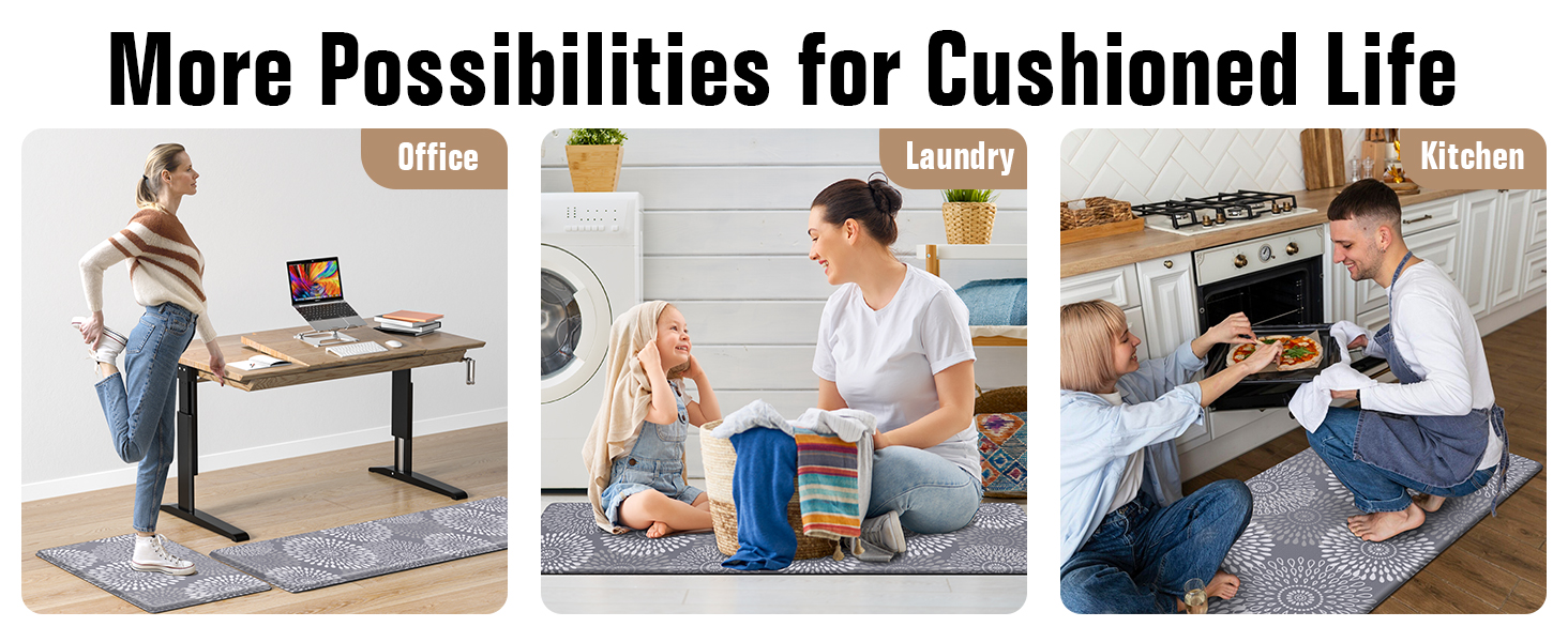 LuxStep Kitchen Mats for Floor,Cushioned Rug Anti-Fatigue Mats for Kitchen Decor Accessories,Waterproof Non-Slip Mats and Rugs Set for Office,Floor,Laundry 17.3