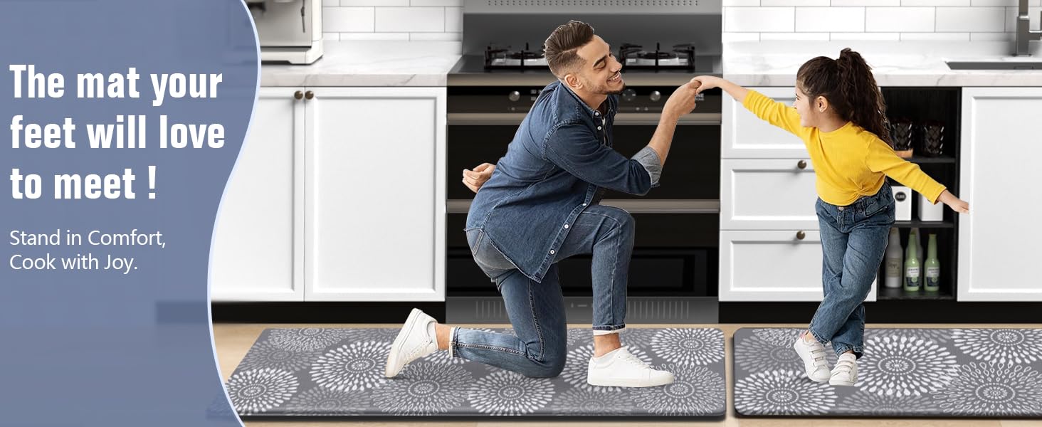 LuxStep Kitchen Mats for Floor,Cushioned Rug Anti-Fatigue Mats for Kitchen Decor Accessories,Waterproof Non-Slip Mats and Rugs Set for Office,Floor,Laundry 17.3