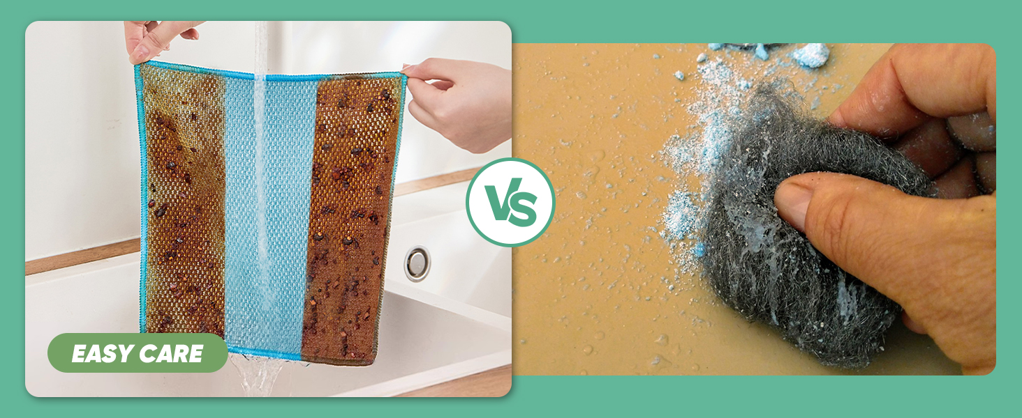 Orighty Multipurpose Wire Dishwashing Rag 12 Pcs, Upgraded Double-Layer Non-Scratch Wire Dish Cleaning Cloths, Kitchen Reusable Steel Scrubber, Powerful Dishcloth Rag for Cookware, Multicolor, 7