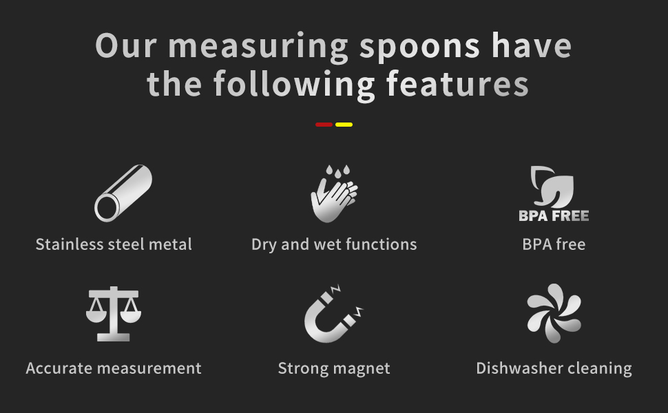 Magnetic Measuring Spoons Set, Stainless Steel, Dual Sided, Stackable, Dual Sided for Measuring Dry and Liquid Ingredients, Fits in Spice Jars, Set of 8（Gold ）