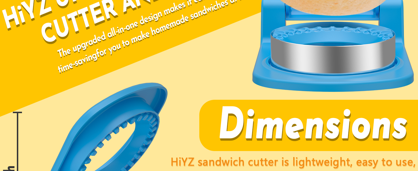 HiYZ Sandwich Cutter and Sealer - Stainless Steel Decruster Sandwich Maker - Peanut Butter and Jelly Crustless Sandwich Bread Pancake Maker Cookie Cutter for Kids Children Boys Girls