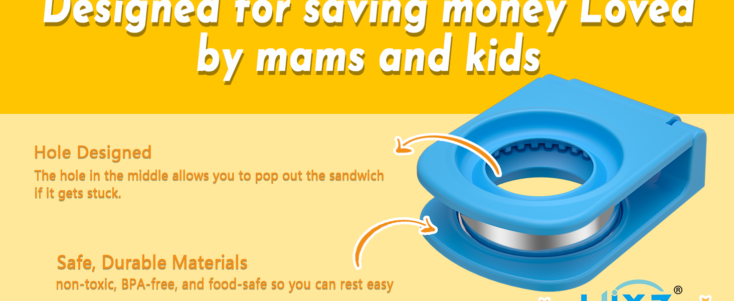 HiYZ Sandwich Cutter and Sealer - Stainless Steel Decruster Sandwich Maker - Peanut Butter and Jelly Crustless Sandwich Bread Pancake Maker Cookie Cutter for Kids Children Boys Girls