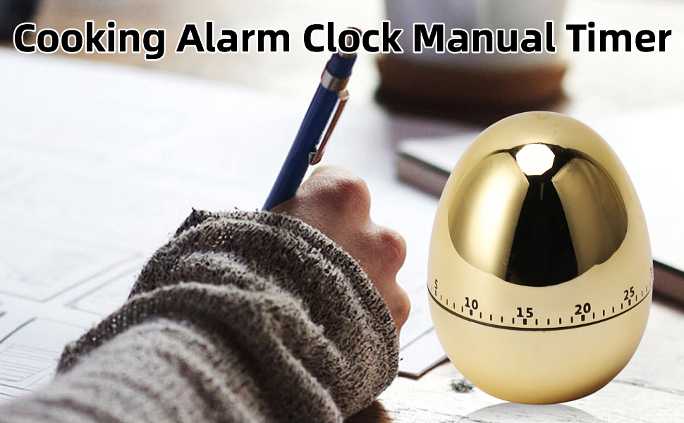 Egg Timer Rotate,60 Minutes Egg Model Mechanical Timer Cooking Alarm Clock Manual Timer for Kitchen Gold Home Gardening Kitchen Tools(Gold)