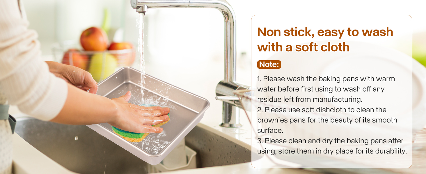 Deep Baking Pans Set, 3-Pieces Rectangle Cake Pan, Nonstick Roasting Pans Set for Thanksgiving Christmas, 9/11/13 Inch, Toaster Oven Tray Bakeware Set, Lasagna Pan Deep Size, Heavy Duty, Gold