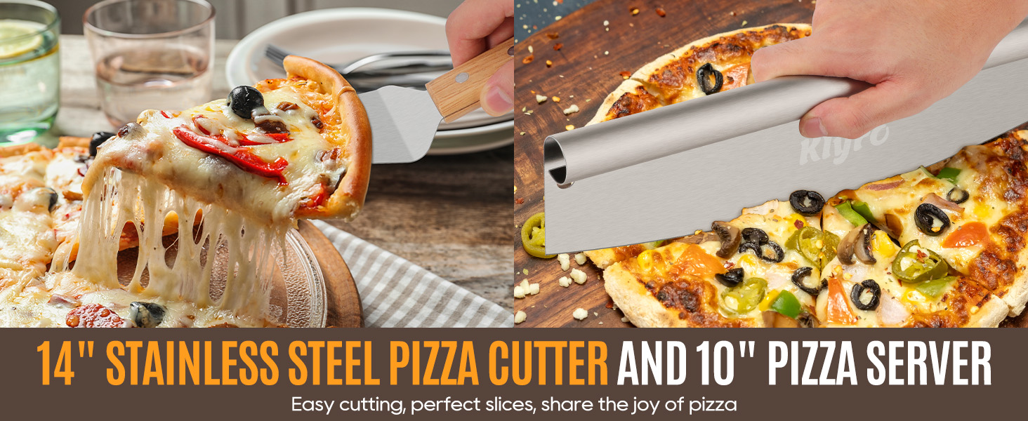 Pizza Peel Aluminum Pizza Spatula Set, 12 x 14 Inch Metal Pizza Paddle with Foldable Wooden Handle, Pizza Rocker Cutter, Pizza Server, Pizza Oven Accessories for Baking Homemade Pizza Bread