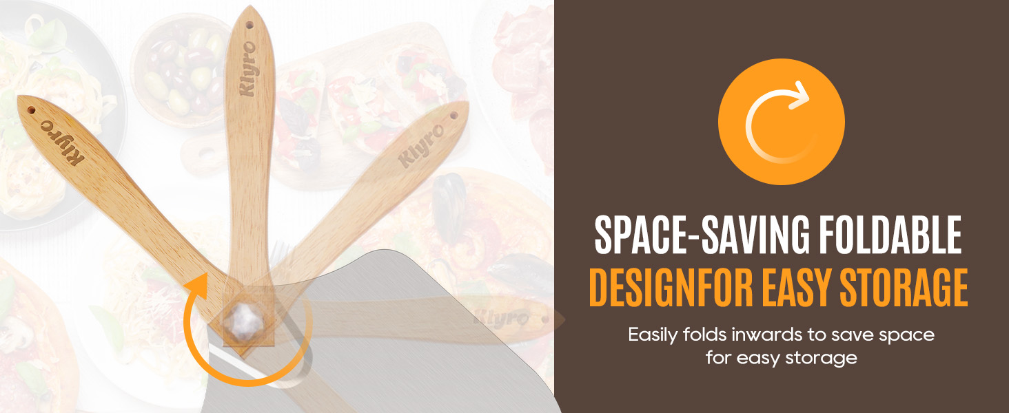 Pizza Peel Aluminum Pizza Spatula Set, 12 x 14 Inch Metal Pizza Paddle with Foldable Wooden Handle, Pizza Rocker Cutter, Pizza Server, Pizza Oven Accessories for Baking Homemade Pizza Bread