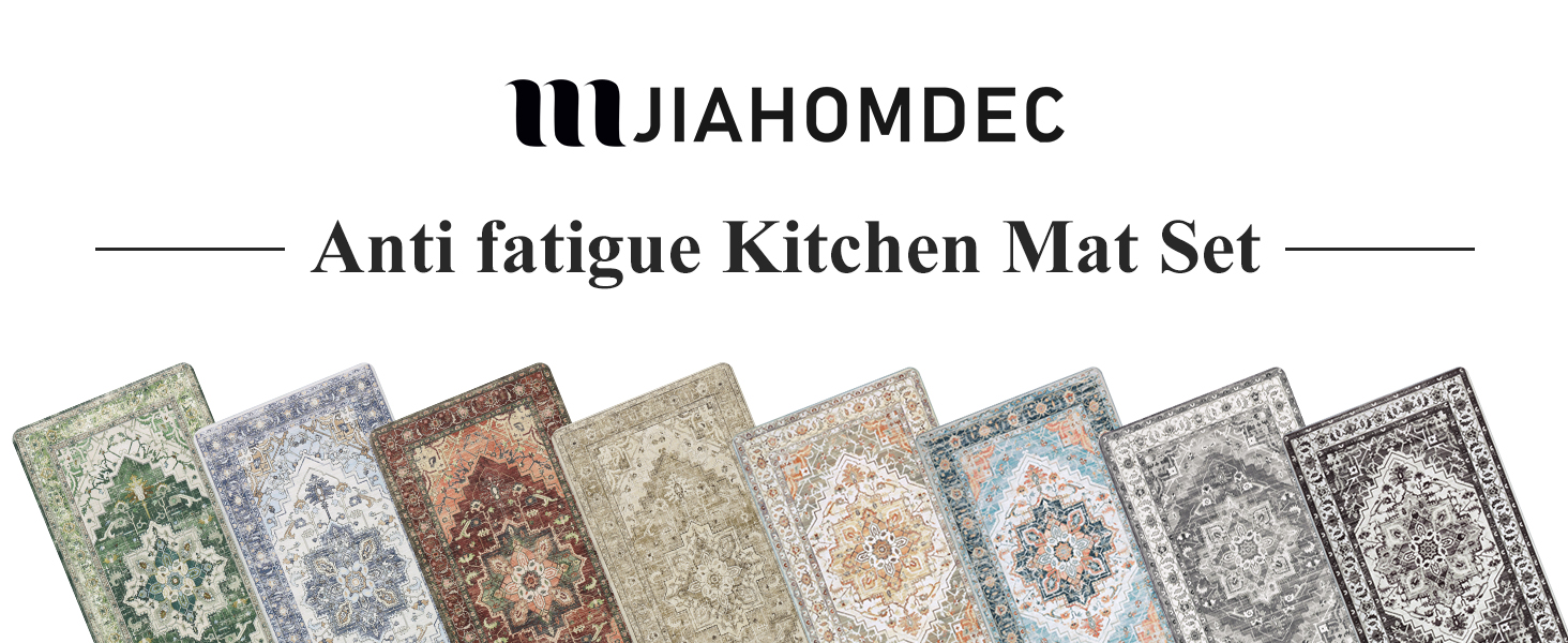 Cushioned Kitchen Rug Sets 3 Piece Anti Fatigue Kitchen Mats for Floor Non Slip Waterproof Kitchen Rugs and Mats Comfort Standing Mat Runner for Home Office,Sink,Laundry