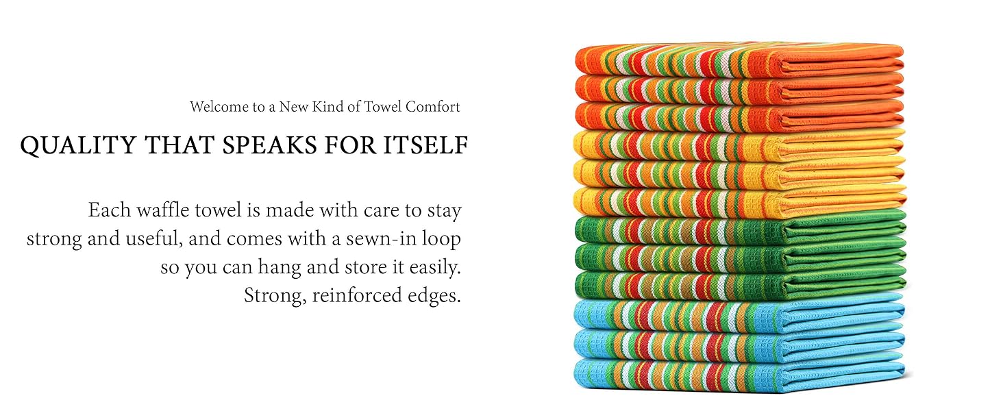 Urban Villa Kitchen Towels 100% Cotton Dish Towels for Kitchen(Set of 4)20”x30” Dish Cloths Highly Absorbent Kitchen Linen Set with Hanging Loop Perfect for Drying Dishes Cleaning Towels -Multi Color