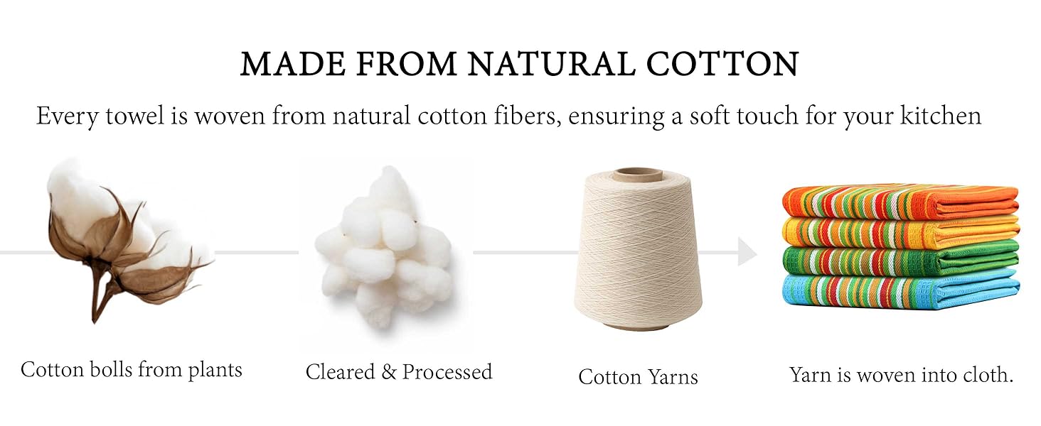 Urban Villa Kitchen Towels 100% Cotton Dish Towels for Kitchen(Set of 4)20”x30” Dish Cloths Highly Absorbent Kitchen Linen Set with Hanging Loop Perfect for Drying Dishes Cleaning Towels -Multi Color