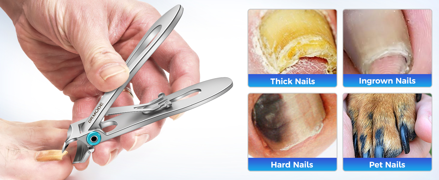 Toenail Clippers for Thick Toenails for Seniors, Slanted Nail Clippers for Men Thick Ingrown Nails with Wide Jaw Opening, Heavy Duty Curved Large Fingernail Ingrown Toenail Clippers