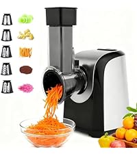5-in-1 Electric Cheese Grater & Vegetable Slicer – 250W One-Touch Shredder with Stainless Steel Blades for Block Cheese, Vegetables, Fruits & Nuts