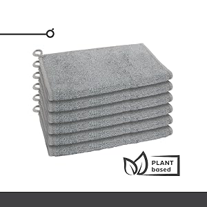 Oggi Bambou Odor-Free Kitchen Washcloths - Natural Kitchen Dish Cloths, 91% Bamboo-Derived Rayon Cellulose Fiber, Reusable, Absorbent, Hygienic, Fast Dry, Durable, Non-Scratch, Lint-Free - 6 pcs, 7x9