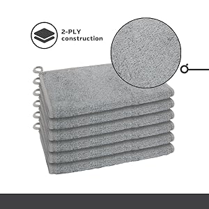 Oggi Bambou Odor-Free Kitchen Washcloths - Natural Kitchen Dish Cloths, 91% Bamboo-Derived Rayon Cellulose Fiber, Reusable, Absorbent, Hygienic, Fast Dry, Durable, Non-Scratch, Lint-Free - 6 pcs, 7x9