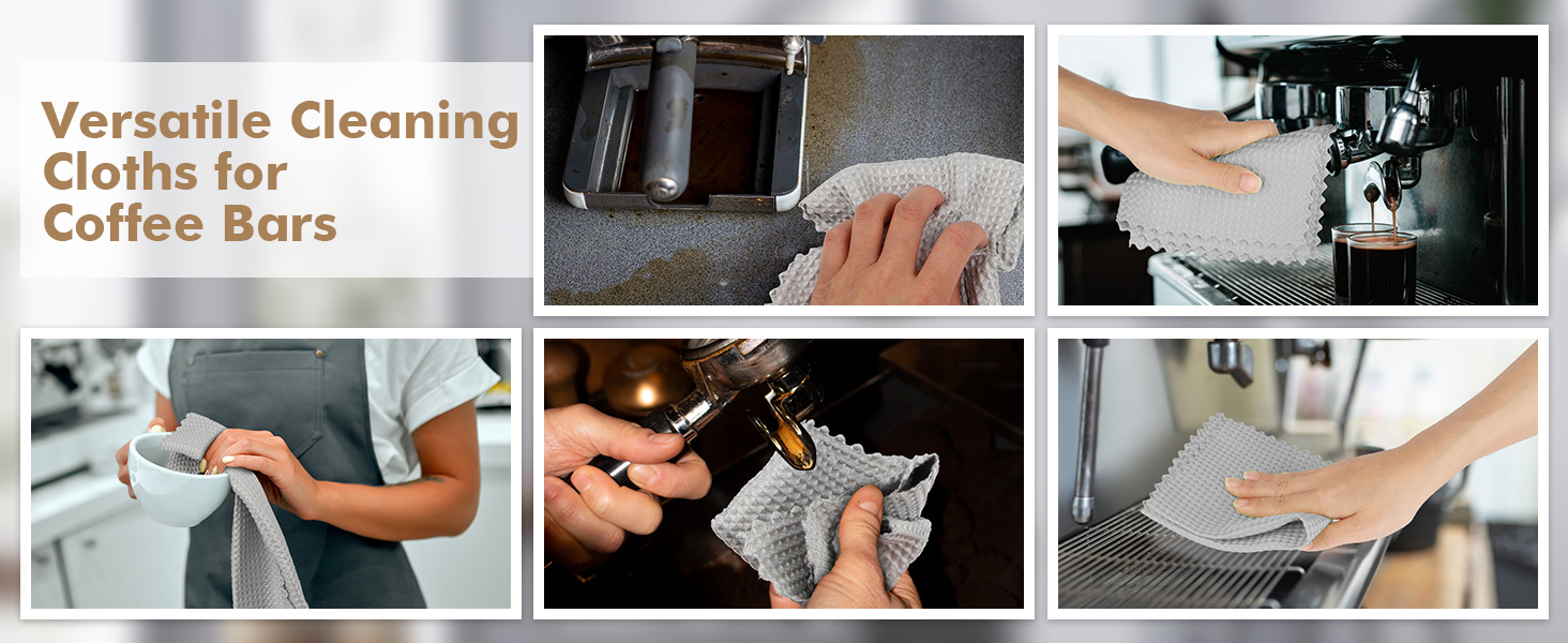 AIDEA Microfiber Cleaning Cloth for Glass 12PK, Grey, Lint Free Cloth Polishing Cleaning Rags, Stainless Steel Wipes, Barista Coffee Towel, Magic Cleaning Cloth for Glass, Windows, Mirrors, 11×11