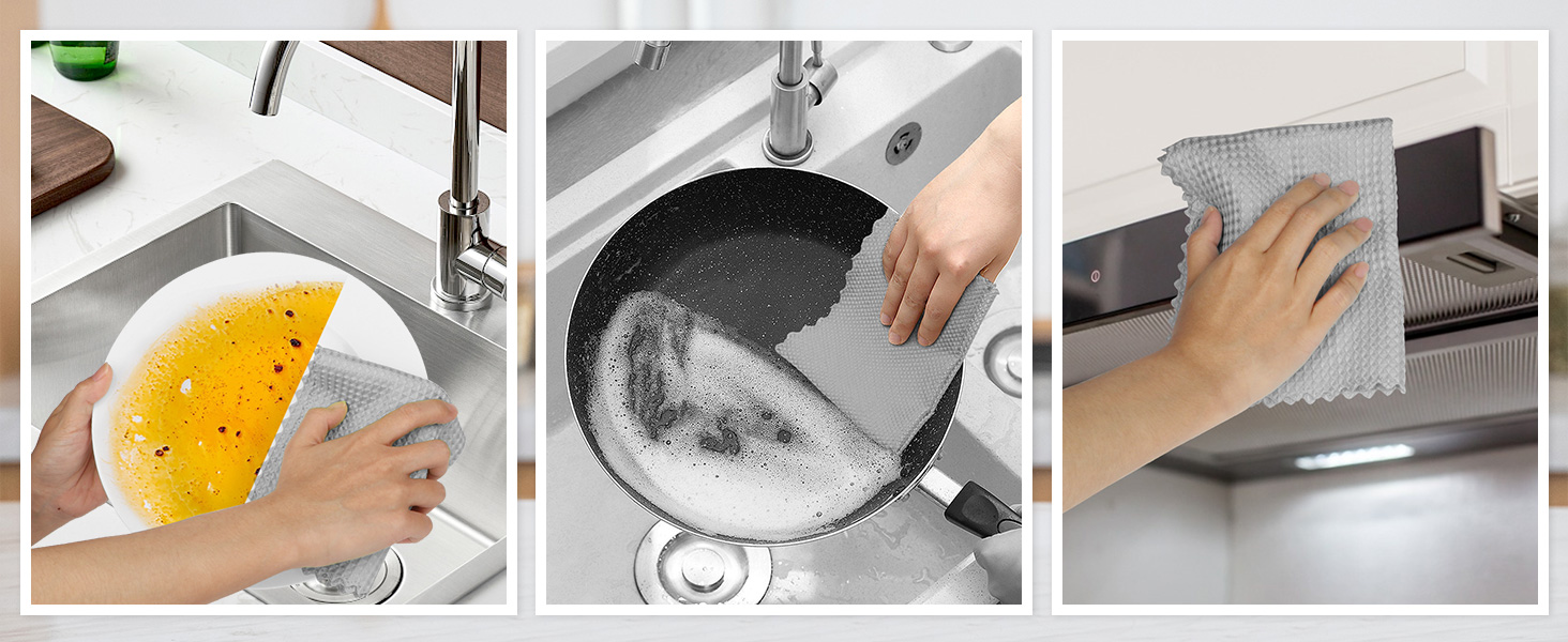 AIDEA Microfiber Cleaning Cloth for Glass 12PK, Grey, Lint Free Cloth Polishing Cleaning Rags, Stainless Steel Wipes, Barista Coffee Towel, Magic Cleaning Cloth for Glass, Windows, Mirrors, 11×11