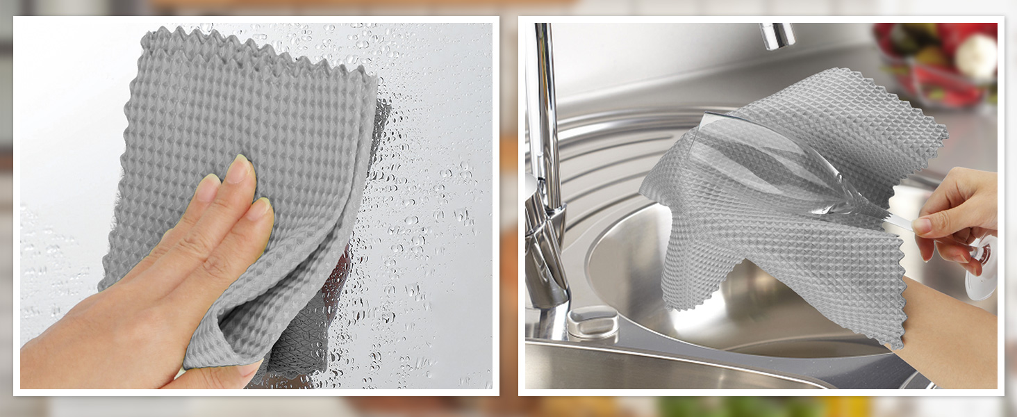 AIDEA Microfiber Cleaning Cloth for Glass 12PK, Grey, Lint Free Cloth Polishing Cleaning Rags, Stainless Steel Wipes, Barista Coffee Towel, Magic Cleaning Cloth for Glass, Windows, Mirrors, 11×11