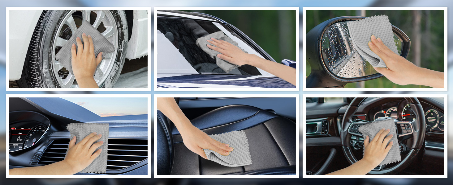 AIDEA Microfiber Cleaning Cloth for Glass 12PK, Grey, Lint Free Cloth Polishing Cleaning Rags, Stainless Steel Wipes, Barista Coffee Towel, Magic Cleaning Cloth for Glass, Windows, Mirrors, 11×11