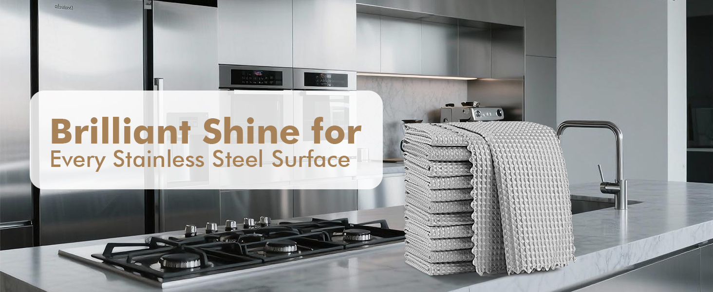 AIDEA Microfiber Cleaning Cloth for Glass 12PK, Grey, Lint Free Cloth Polishing Cleaning Rags, Stainless Steel Wipes, Barista Coffee Towel, Magic Cleaning Cloth for Glass, Windows, Mirrors, 11×11