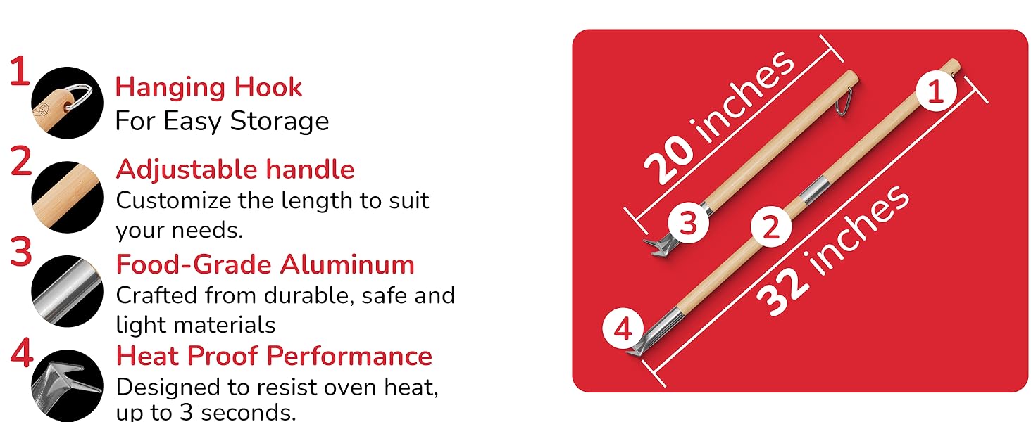 Premium Pizza Oven Accessories Kit - 6-Piece Set for Home Pizza Making: Includes Pizza Peel, Oven Brush, Bubble Popper Turner, Rocker Cutter, Dough Roller & Scraper