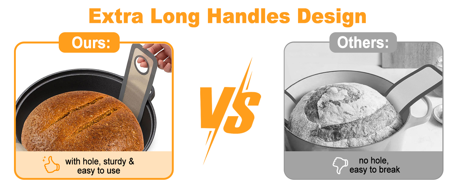 Philorn Silicone Bread Sling for Dutch Oven 2 Pcs, Reusable Silicone Bread Baking Mat With Extra Long Handles Non-Stick & Easy to Clean for Transfer Sourdough, Round