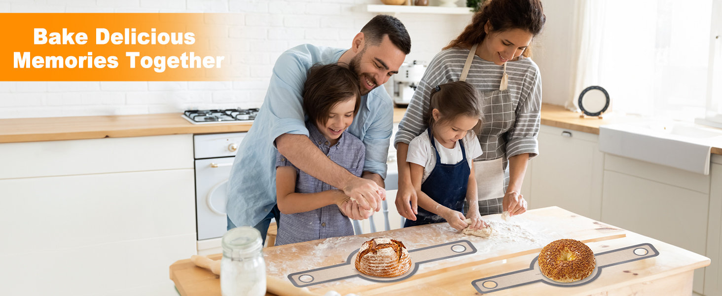 Philorn Silicone Bread Sling for Dutch Oven 2 Pcs, Reusable Silicone Bread Baking Mat With Extra Long Handles Non-Stick & Easy to Clean for Transfer Sourdough, Round