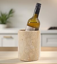 Marble Coasters Set of 6 Round 3.5 Inch Travertine Coaster for Drinks with Holder - Ideal Stone Drink Coasters for Coffee Bar Accessories, Gifts, Dining Table & Home Décor