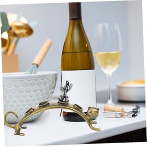PRETYZOOM Cat Wine Stopper Holder Countertop Rack Metal Wine Pourer Organizer Small Bottle Stopper Stand for Home Bar Kitchen Display