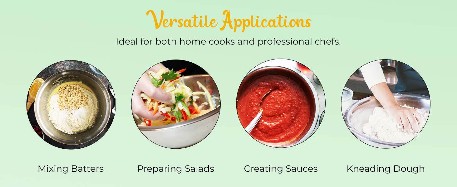 OCS Parts 8 Quart Mixing Bowls | Set of 2 | 13.25-Inch Stainless Steel Professional Grade Flat Base Mixing Bowls for Home and Commercial Kitchens