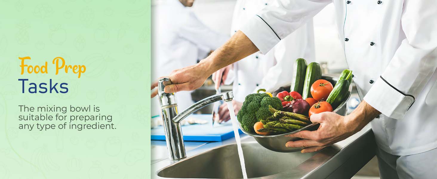 OCS Parts 8 Quart Mixing Bowls | Set of 2 | 13.25-Inch Stainless Steel Professional Grade Flat Base Mixing Bowls for Home and Commercial Kitchens