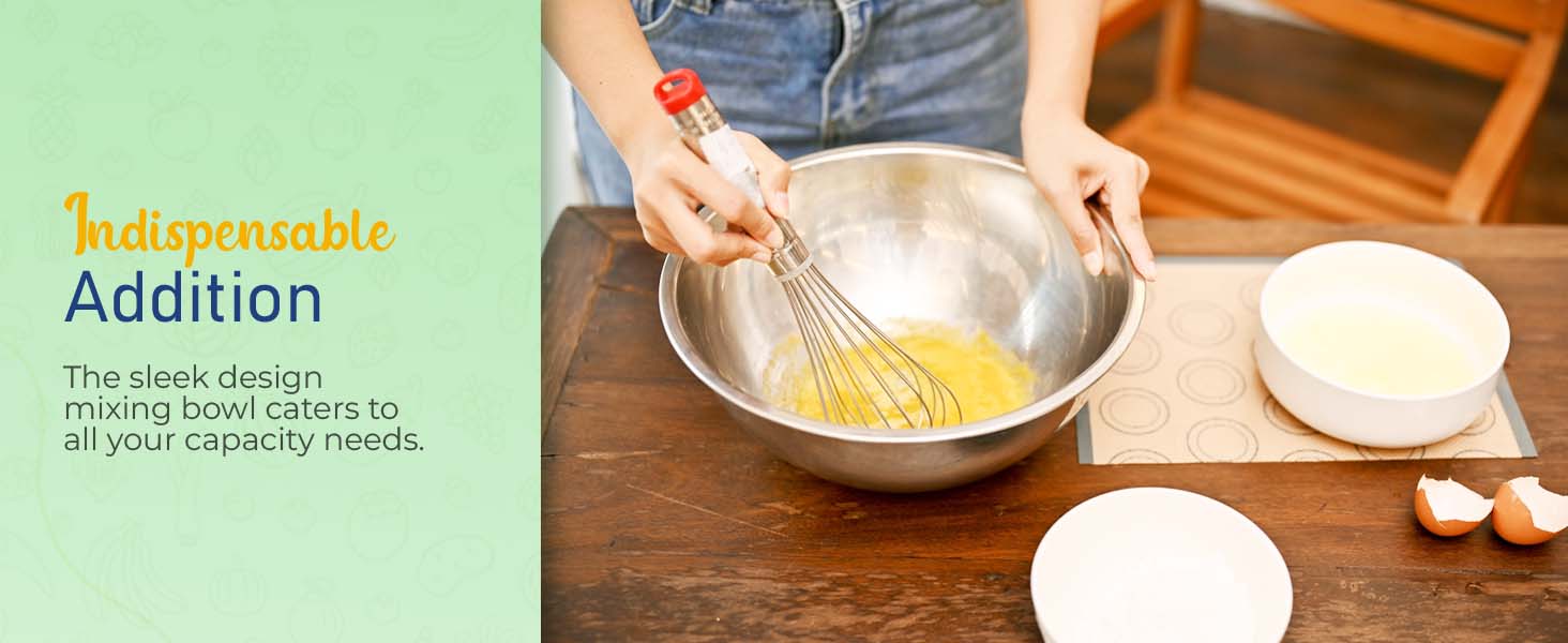 OCS Parts 8 Quart Mixing Bowls | Set of 2 | 13.25-Inch Stainless Steel Professional Grade Flat Base Mixing Bowls for Home and Commercial Kitchens