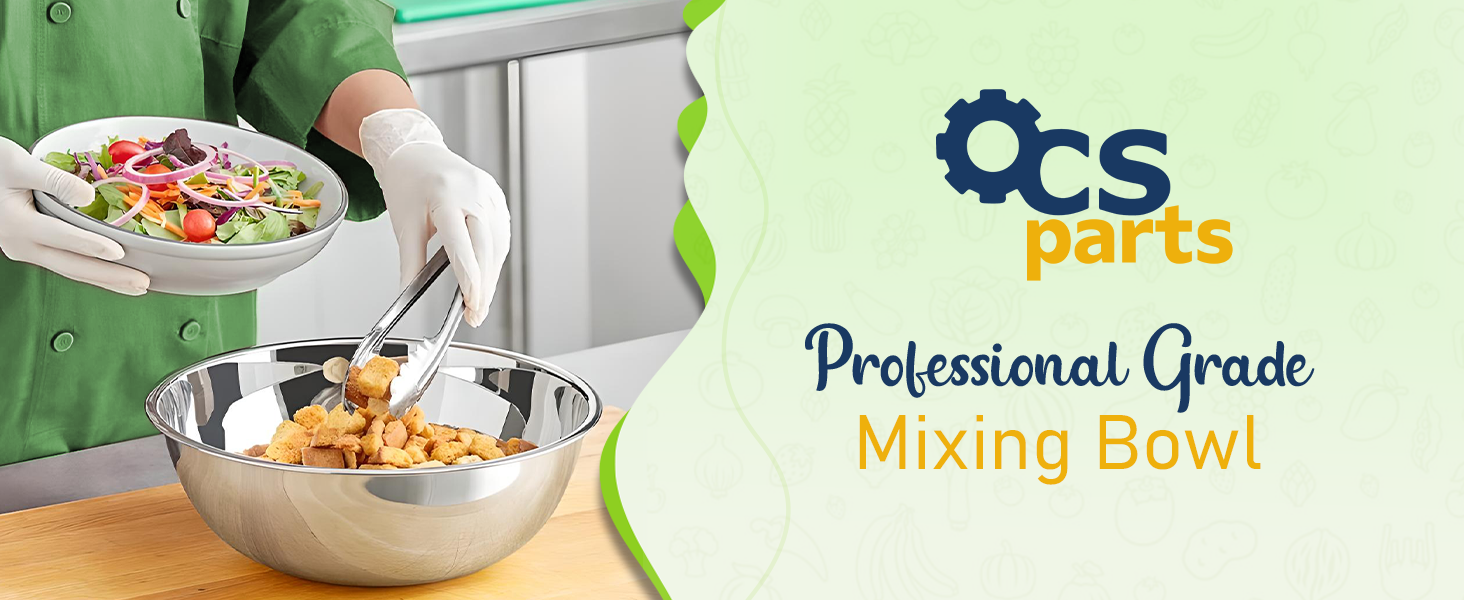 OCS Parts 8 Quart Mixing Bowls | Set of 2 | 13.25-Inch Stainless Steel Professional Grade Flat Base Mixing Bowls for Home and Commercial Kitchens