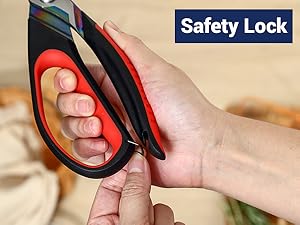 LIVINGO Heavy Duty Kitchen Scissors - Titanium Coated Sharp Poultry Shears Multipurpose for Cutting Chicken Bones, Meat, Vegetable Food, 9.5 Inches Comfortable Grip with Safe Lock