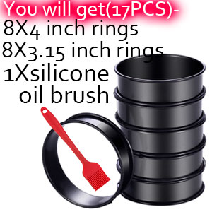 16Packs English Muffin Rings Crumpet Rings NONSTICK -Stainless Steel Double Rolled Tart Rings 3.15 Inch & 4 Inch Round Metal Baking Cooking Pastry Ring Molds for cookies, pancakes, crumpets