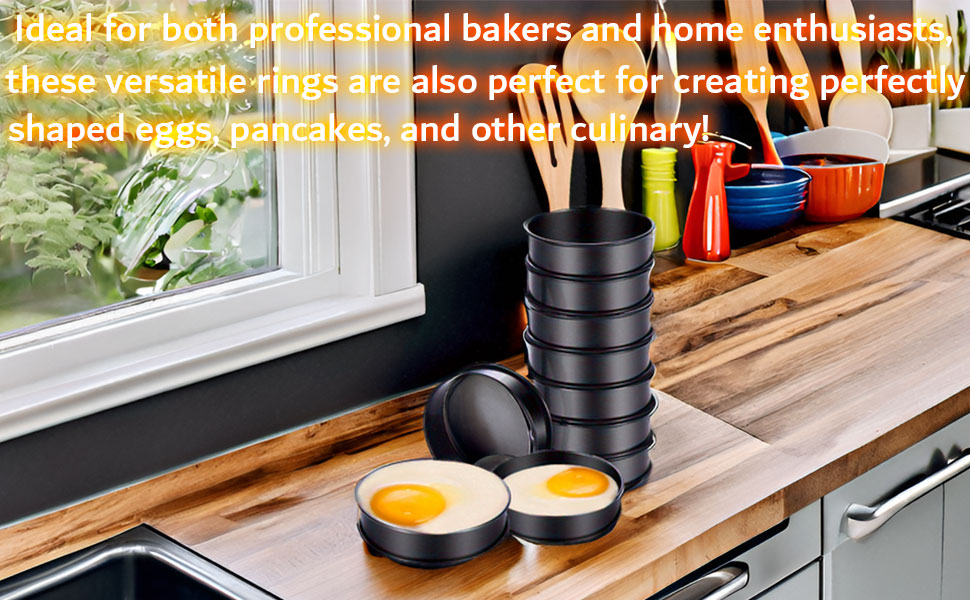 16Packs English Muffin Rings Crumpet Rings NONSTICK -Stainless Steel Double Rolled Tart Rings 3.15 Inch & 4 Inch Round Metal Baking Cooking Pastry Ring Molds for cookies, pancakes, crumpets