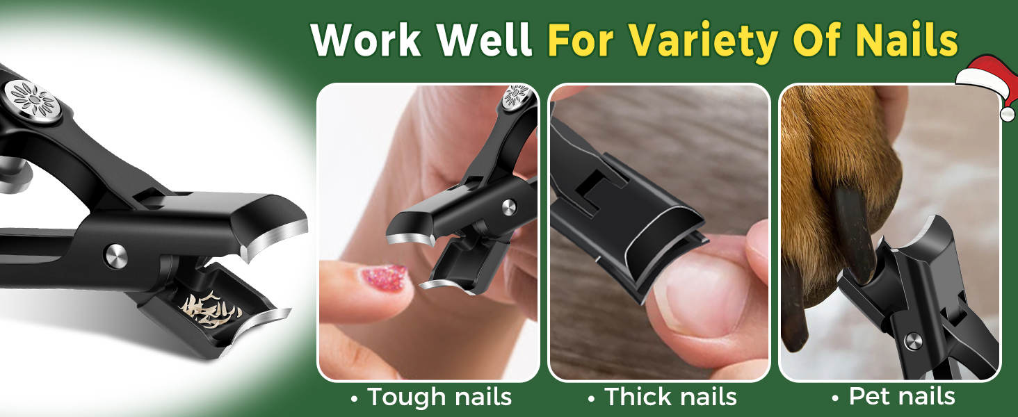 German Nail Clippers for Men, Premium Stainless Steel Wide Jaw Anti Splash Design, Ultra Sharp Heavy Duty Ingrown Toenail Clippers with Ergonomic Lever, Gifts for Him Men