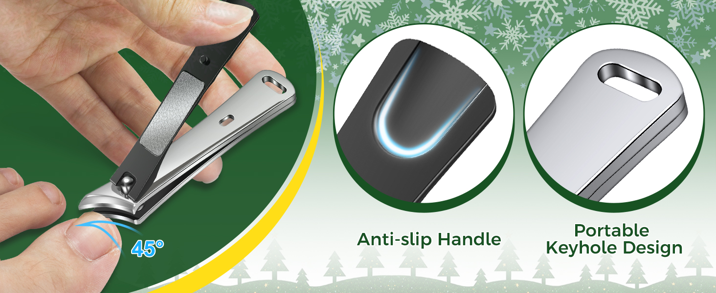 German Nail Clippers for Men, Premium Stainless Steel Wide Jaw Anti Splash Design, Ultra Sharp Heavy Duty Ingrown Toenail Clippers with Ergonomic Lever, Gifts for Him Men