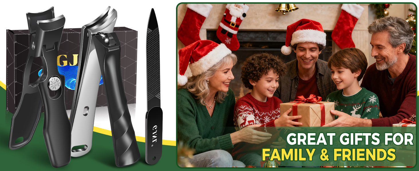 German Nail Clippers for Men, Premium Stainless Steel Wide Jaw Anti Splash Design, Ultra Sharp Heavy Duty Ingrown Toenail Clippers with Ergonomic Lever, Gifts for Him Men