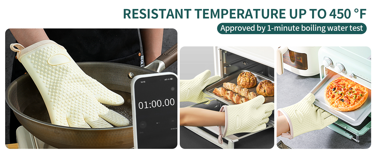 MAD SHARK Silicone Oven Mitts Heat Resistant 450 Degrees,Waterproof & Non-Slip Oven Gloves with Fingers,Cotton Lined Silicone Oven Gloves Kitchen Mitts for Baking Cooking Barbecue,Women,Oven(Black)