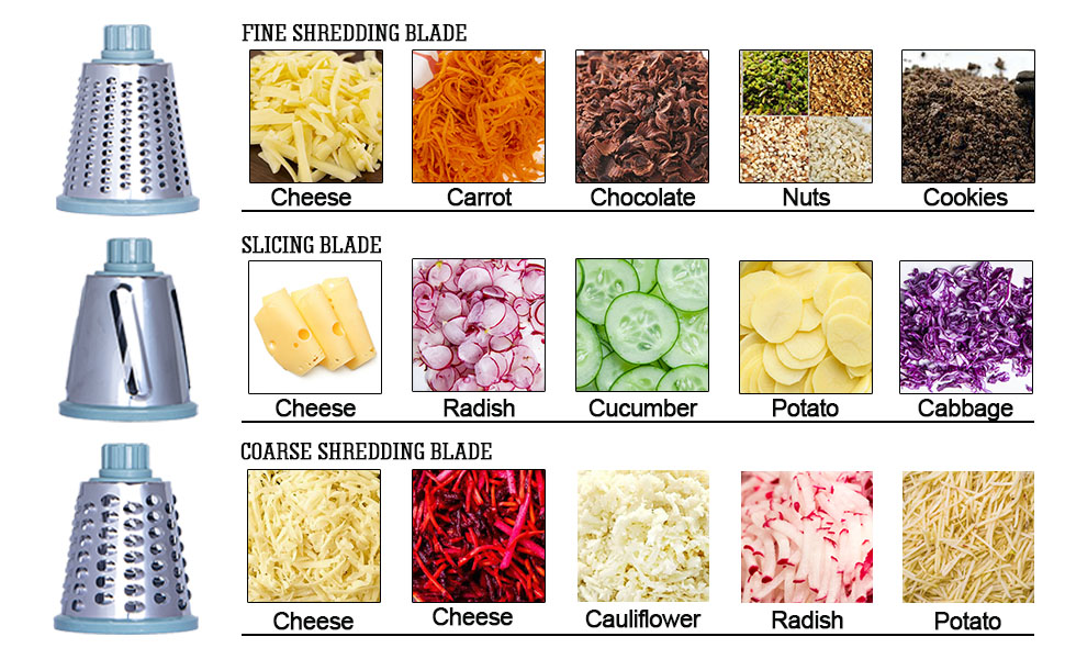 Rotary Cheese Grater Cheese Shredder, Cheese Grater Handheld with Strong Suction Base,Kitchen Vegetable Slicer 3 Replaceable Stainless Drum Blades for Fruit, Food, Nuts,Easy to Use Clean (Blue)