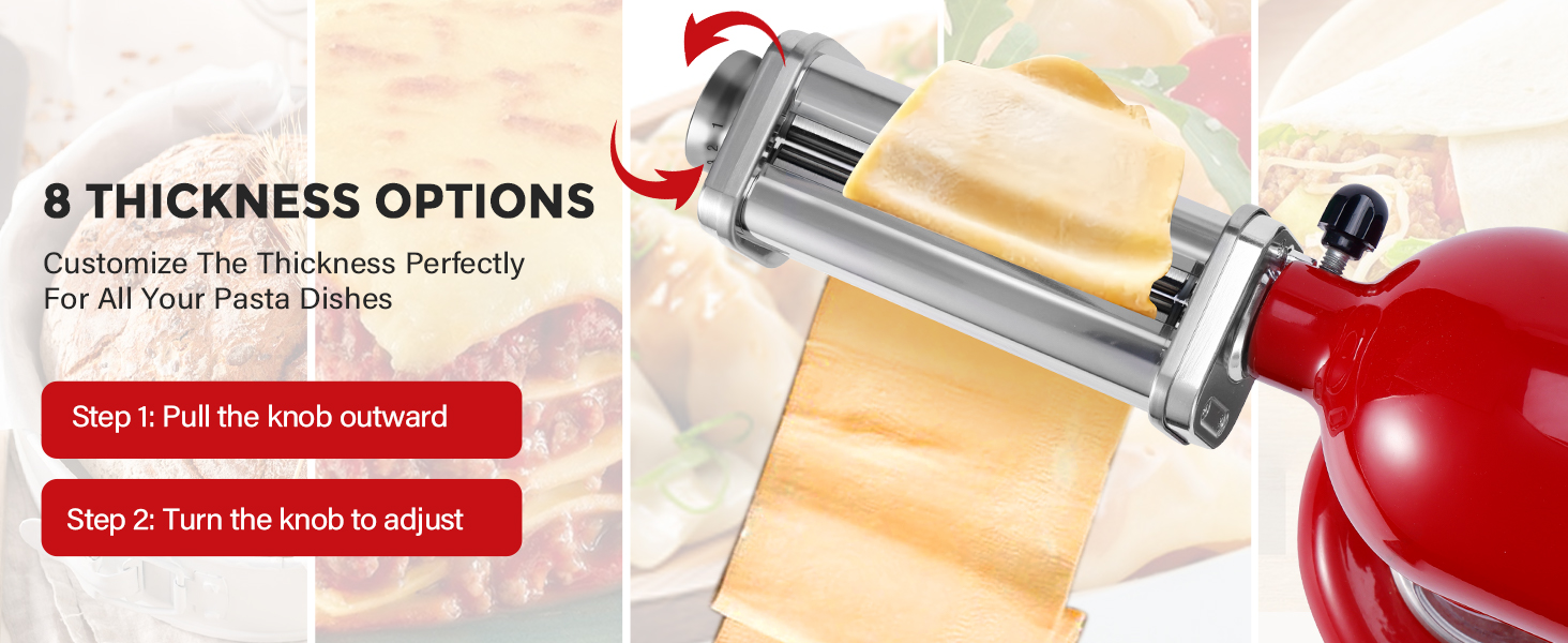 Pasta Roller for Kitchenaid Stand Mixer, Pasta Maker for Kitchenaid Mixer Attachments, Stainless Steel Pasta Attachment for Kitchenaid Stand Mixer, 8 Gears Adjustable by Gomen