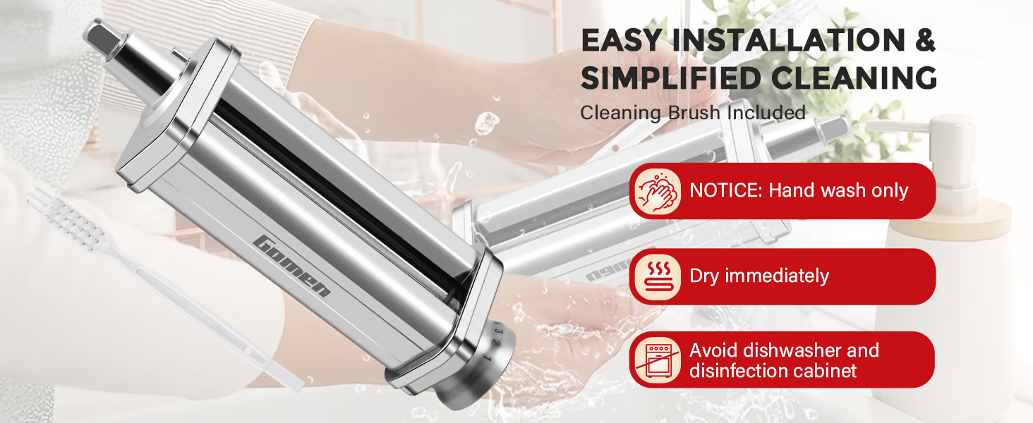 Pasta Roller for Kitchenaid Stand Mixer, Pasta Maker for Kitchenaid Mixer Attachments, Stainless Steel Pasta Attachment for Kitchenaid Stand Mixer, 8 Gears Adjustable by Gomen