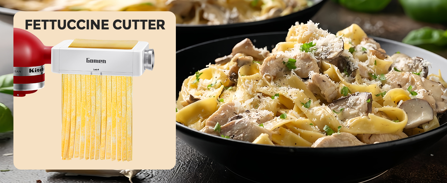 3-in-1 Pasta Attachment for KitchenAid Stand Mixer, Pasta Roller & Cutter Set with Spaghetti & Fettuccine Cutters, Quick Install Pasta Maker Accessories for Home Chefs & Foodie Gifts
