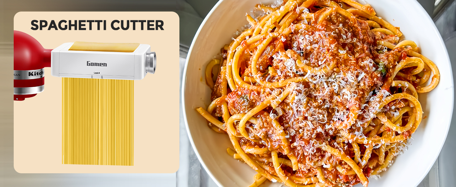 3-in-1 Pasta Attachment for KitchenAid Stand Mixer, Pasta Roller & Cutter Set with Spaghetti & Fettuccine Cutters, Quick Install Pasta Maker Accessories for Home Chefs & Foodie Gifts